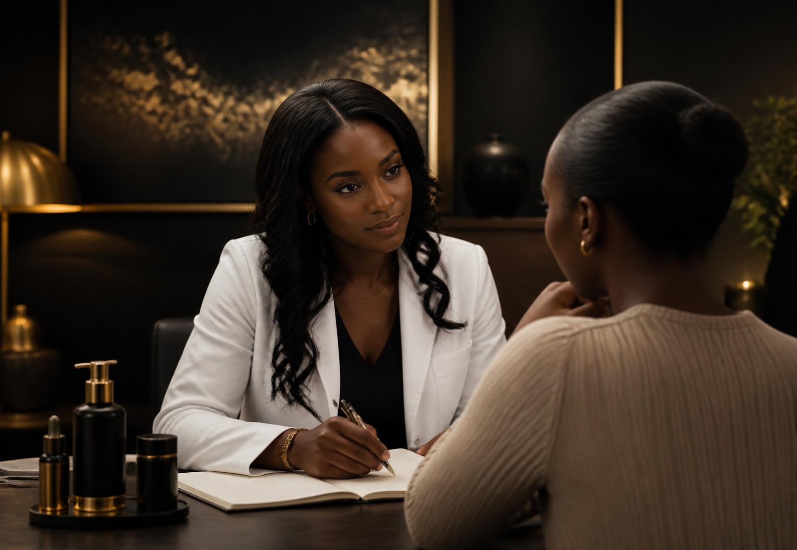 A one-on-one hair investigation consultation in a warm, private setting