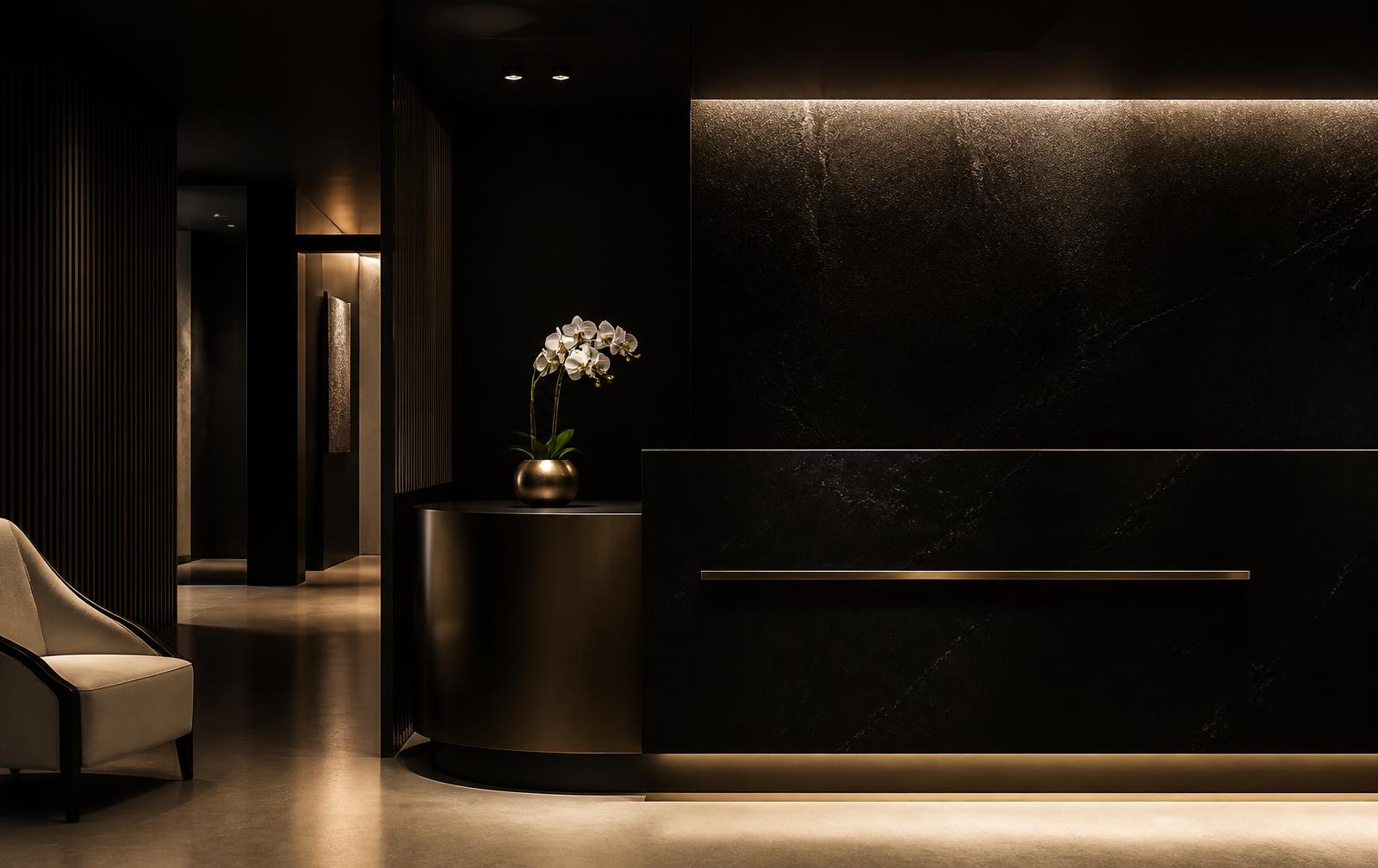 Luxury consultation reception at Texas Hair Restoration & Wellness Center
