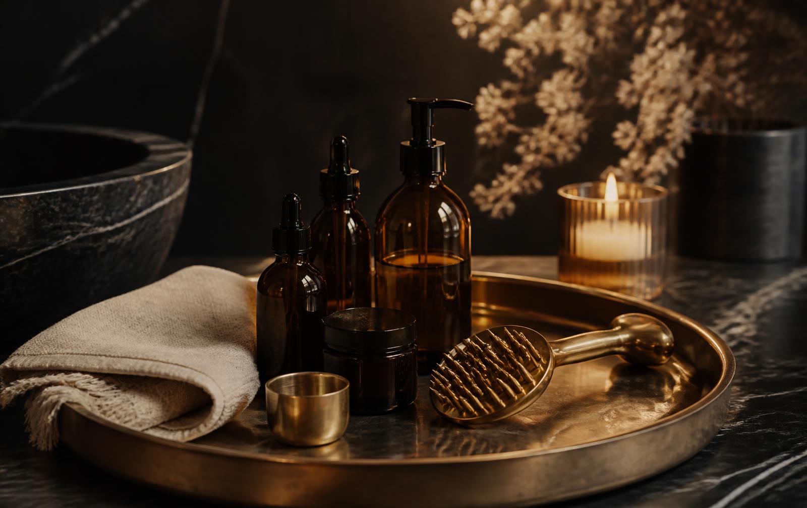 Luxury hair and scalp care ritual tray