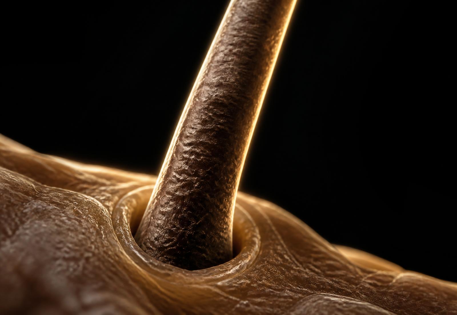 Macro photograph of a single hair strand